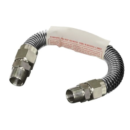 Gas Line Hose 5/8'' O.D. X 18'' Length With 3/4” MIP Fittings, Stainless Steel Flexible Connector